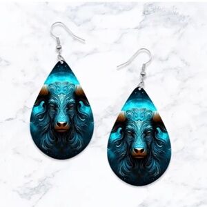 NWT Electric Zodiac Taurus on a Teardrop Shaped Pierced Dangle Earrings!